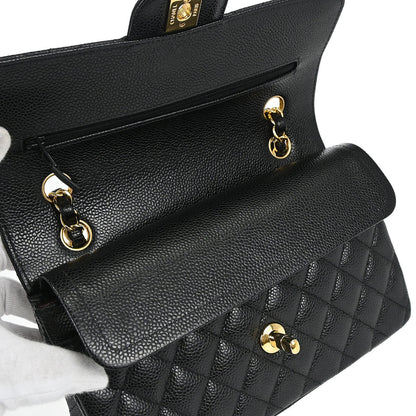 Chanel 2019 Black Caviar Skin Small Classic Double Flap Shoulder Bag