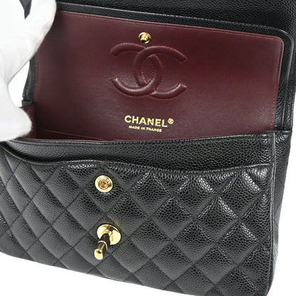 Chanel 2019 Black Caviar Skin Small Classic Double Flap Shoulder Bag