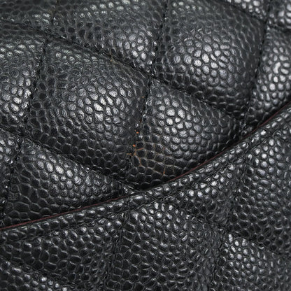 Chanel 2018-2019 Black Caviar Skin Medium Classic Double Flap Shoulder Bag