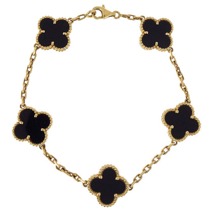 Van Cleef & Arpels Alhambra 5P Bracelet Onyx Gold Au750 Jewelry