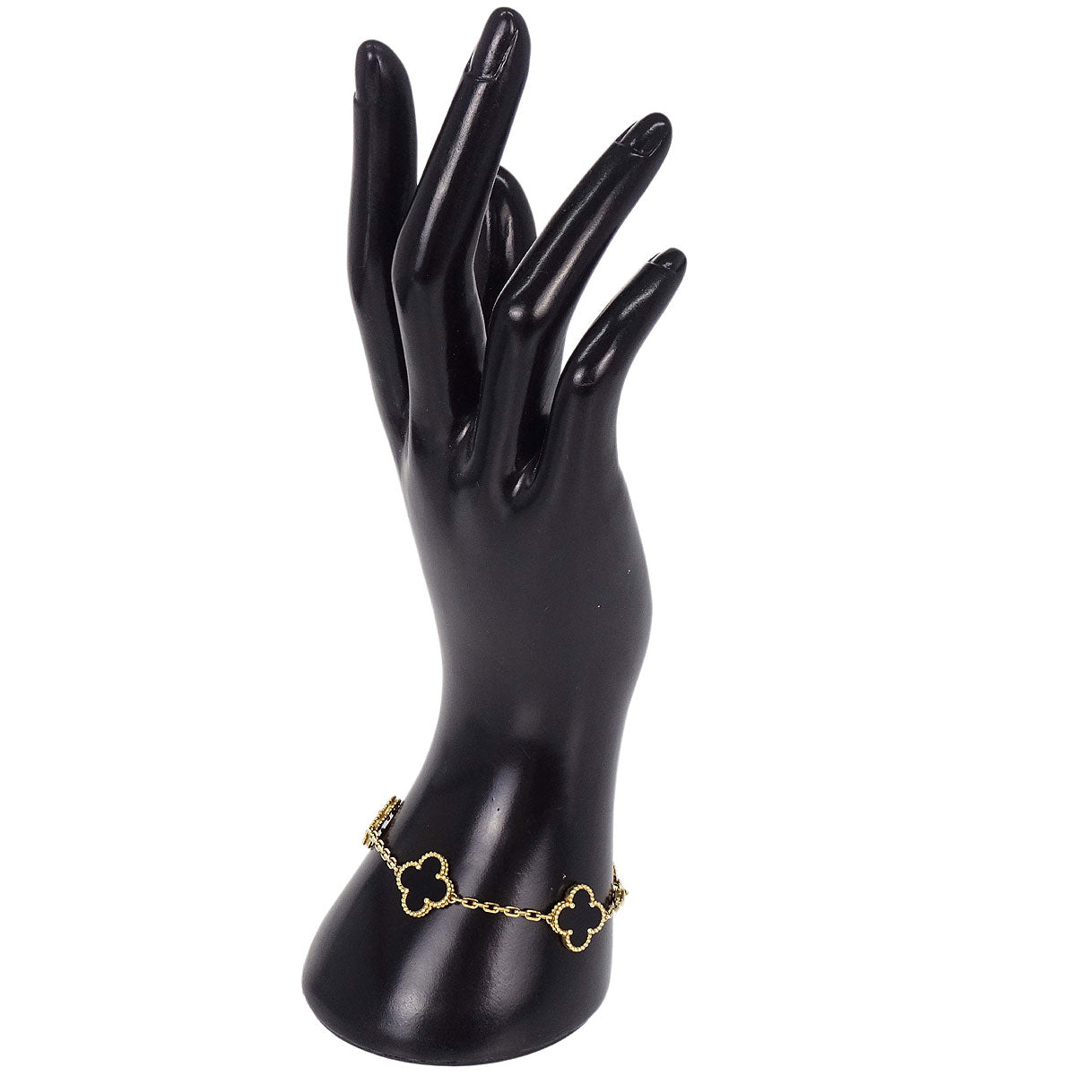 Van Cleef & Arpels Alhambra 5P Bracelet Onyx Gold Au750 Jewelry