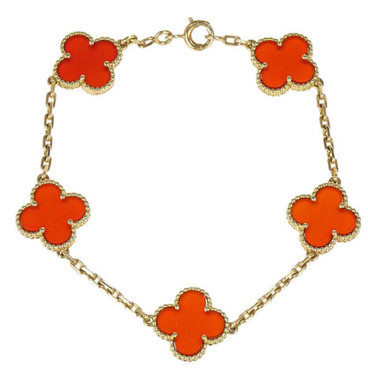 Van Cleef & Arpels Alhambra 5P Bracelet Carnelian Gold 750 Jewelry