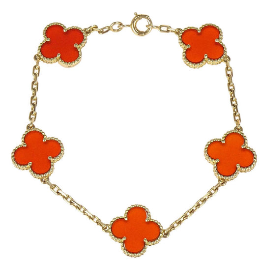 Van Cleef & Arpels Alhambra 5P Bracelet Carnelian Gold 750 Jewelry