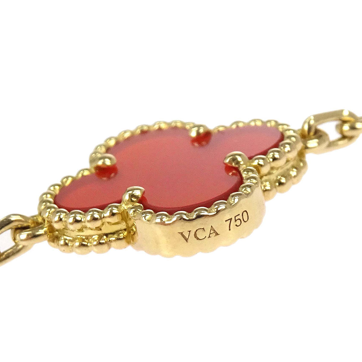 Van Cleef & Arpels Alhambra 5P Bracelet Carnelian Gold 750 Jewelry