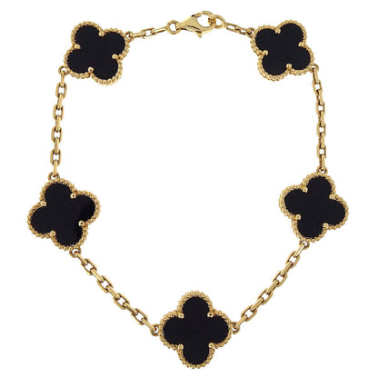 Van Cleef & Arpels Alhambra 5P Bracelet Onyx Gold Au750 Jewelry