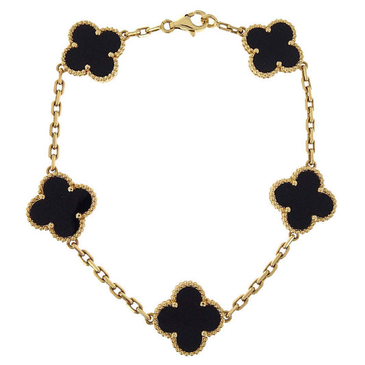 Van Cleef & Arpels Alhambra 5P Bracelet Onyx Gold Au750 Jewelry