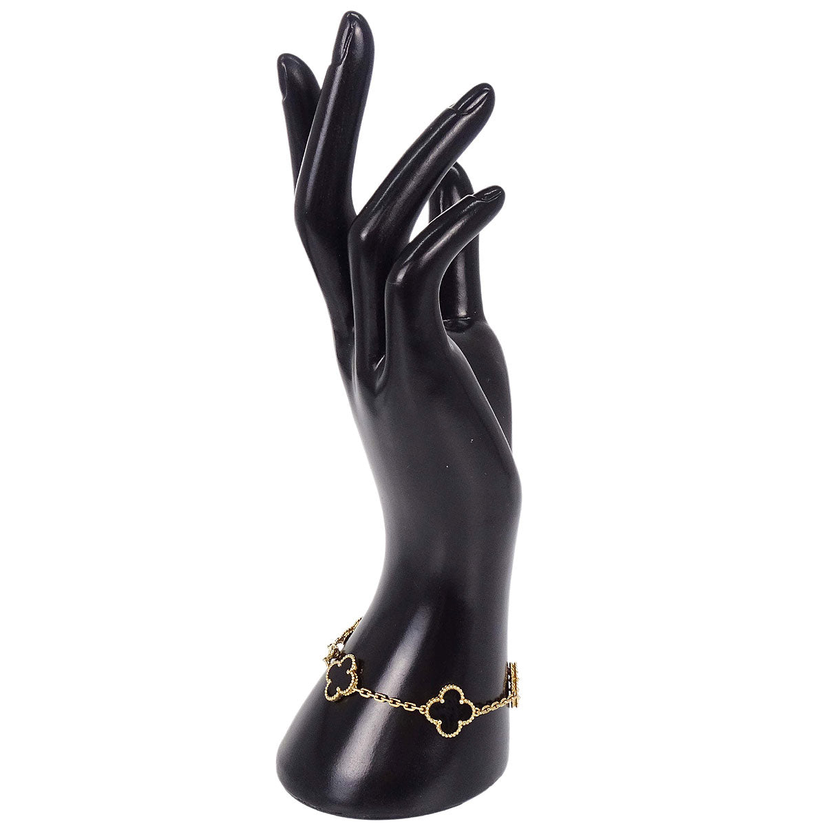 Van Cleef & Arpels Alhambra 5P Bracelet Onyx Gold Au750 Jewelry
