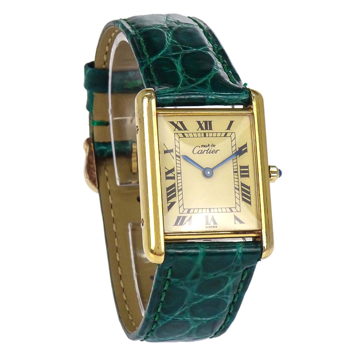 Cartier * Must Tank LM 23mm Ref.681006 Quartz Watch SV925 Crocodile