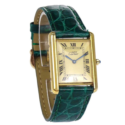 Cartier * Must Tank LM 23mm Ref.681006 Quartz Watch SV925 Crocodile