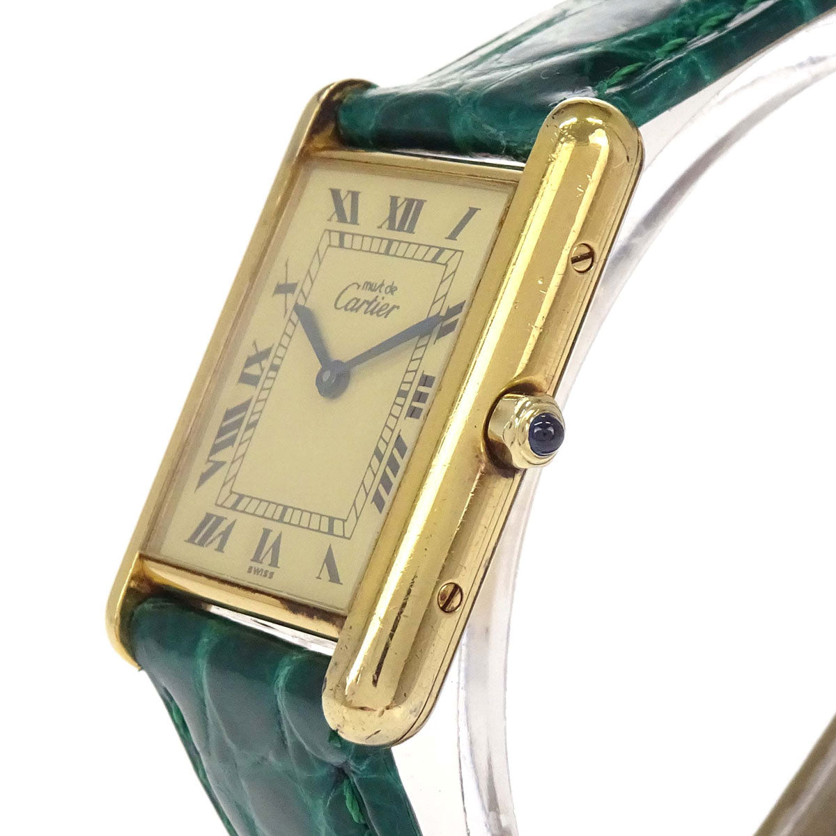 Cartier * Must Tank LM 23mm Ref.681006 Quartz Watch SV925 Crocodile