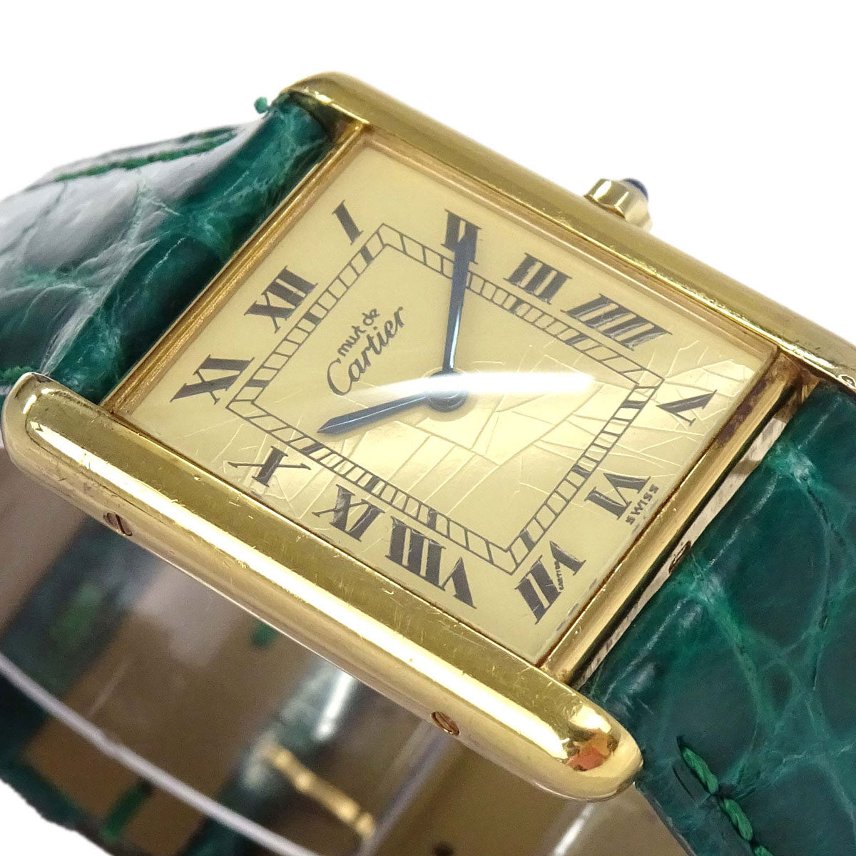 Cartier * Must Tank LM 23mm Ref.681006 Quartz Watch SV925 Crocodile