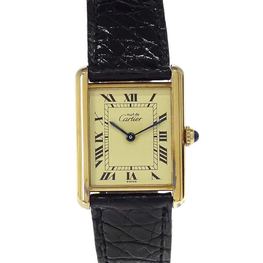Cartier * Must Tank LM Ref.58407 Quartz Watch SV925 Crocodile