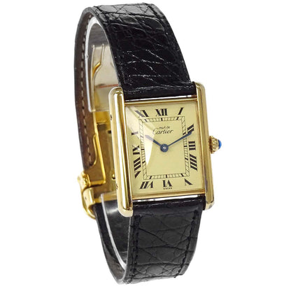 Cartier * Must Tank LM Ref.58407 Quartz Watch SV925 Crocodile
