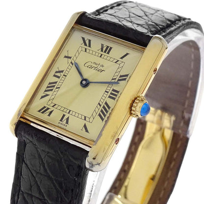 Cartier * Must Tank LM Ref.58407 Quartz Watch SV925 Crocodile