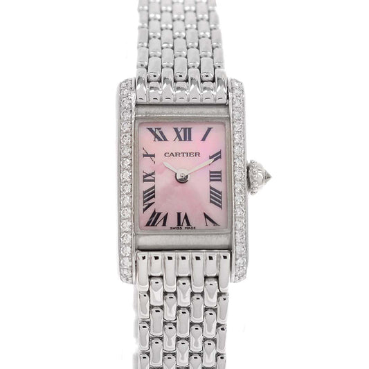 Cartier Tank Mini 19mm Ref.1371 Quartz Watch 18KWG Diamond Pink Shell