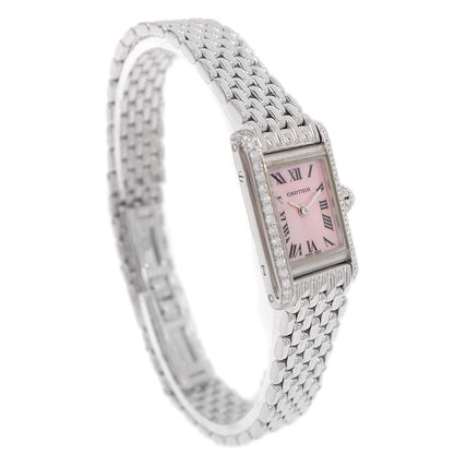 Cartier Tank Mini 19mm Ref.1371 Quartz Watch 18KWG Diamond Pink Shell