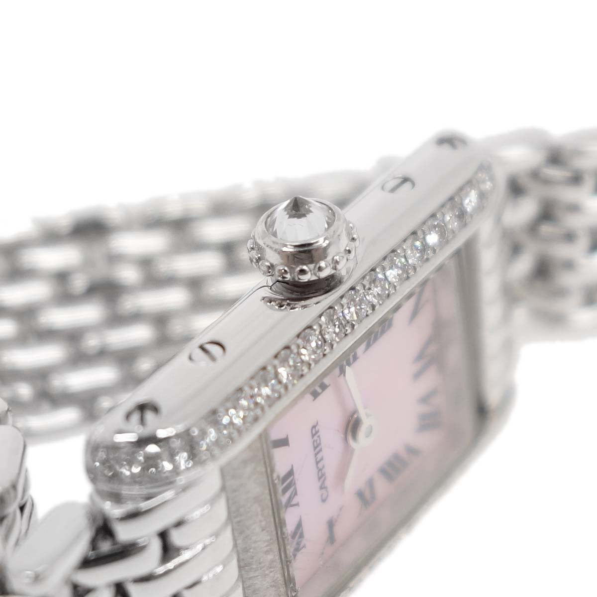 Cartier Tank Mini 19mm Ref.1371 Quartz Watch 18KWG Diamond Pink Shell