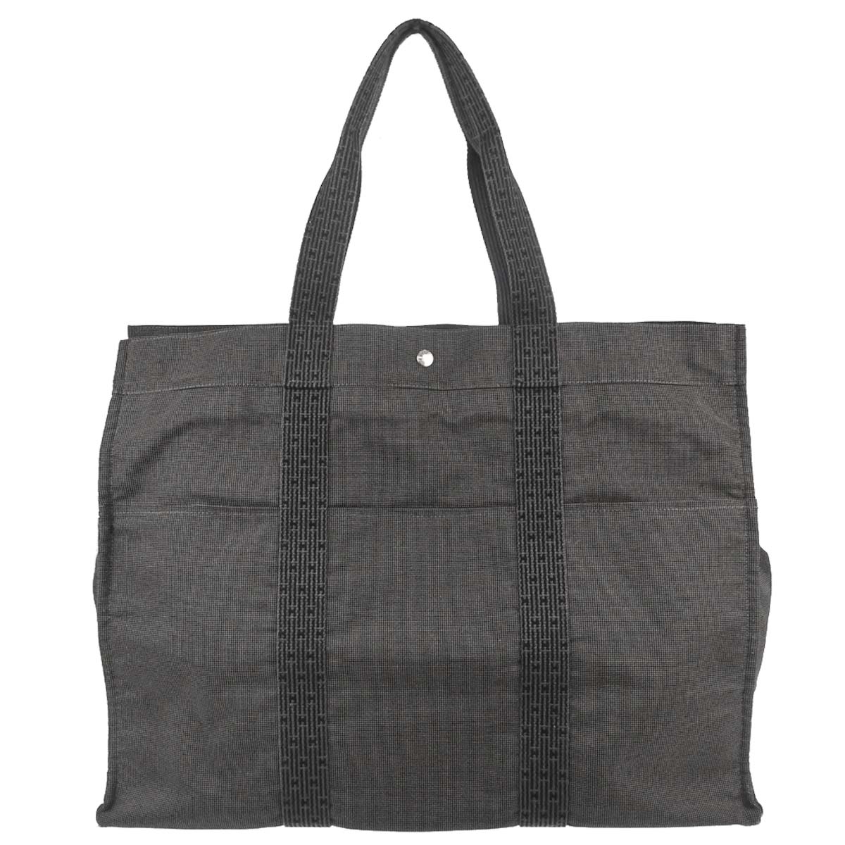 Hermes Gray Canvas Herline Tote TGM Handbag