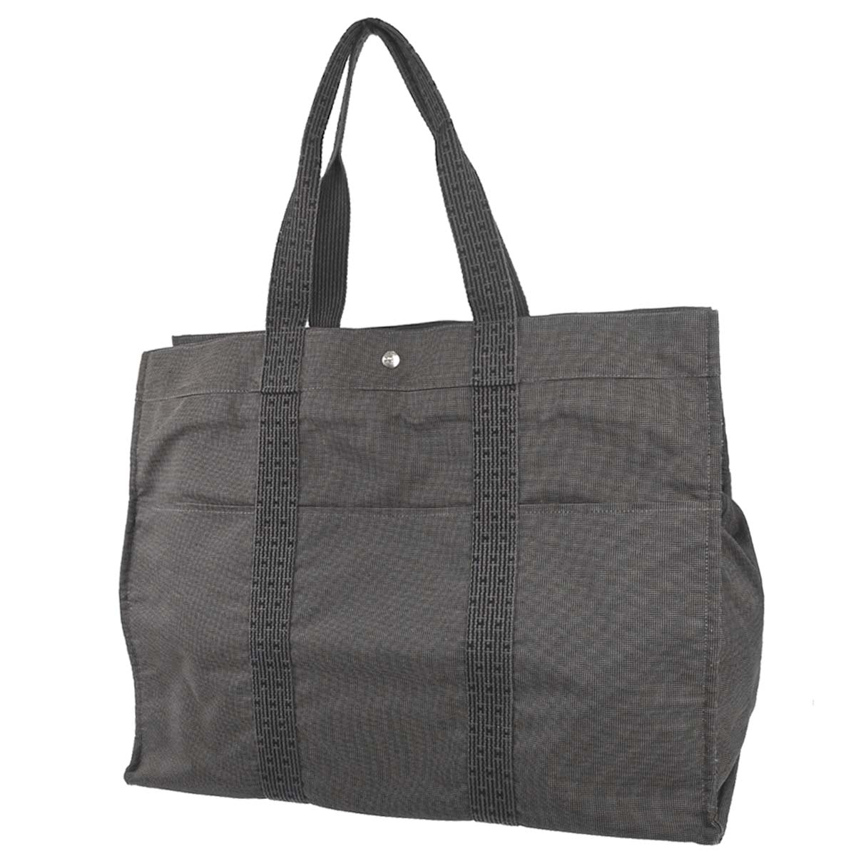 Hermes Gray Canvas Herline Tote TGM Handbag