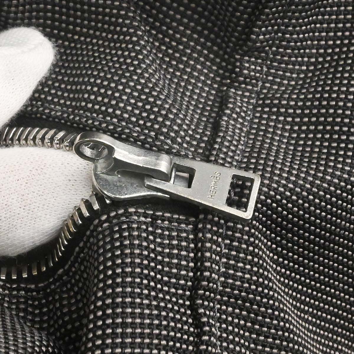 Hermes Gray Canvas Herline Tote TGM Handbag