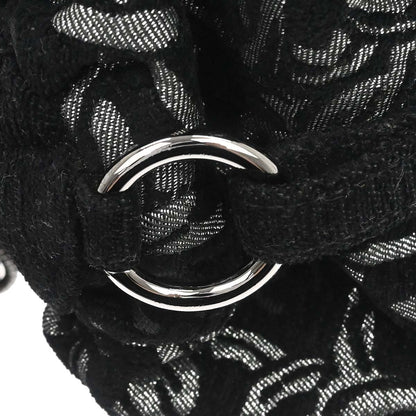Chanel Black Silver Cotton Jacquard Chain Handbag