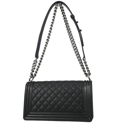 Boy Chanel 2019 Black Caviar Skin Medium Shoulder Bag