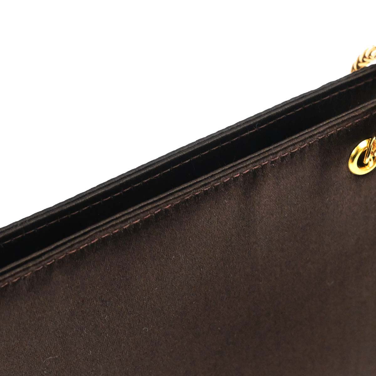 Chanel 1997-1999 Brown Satin Chain Shoulder Bag