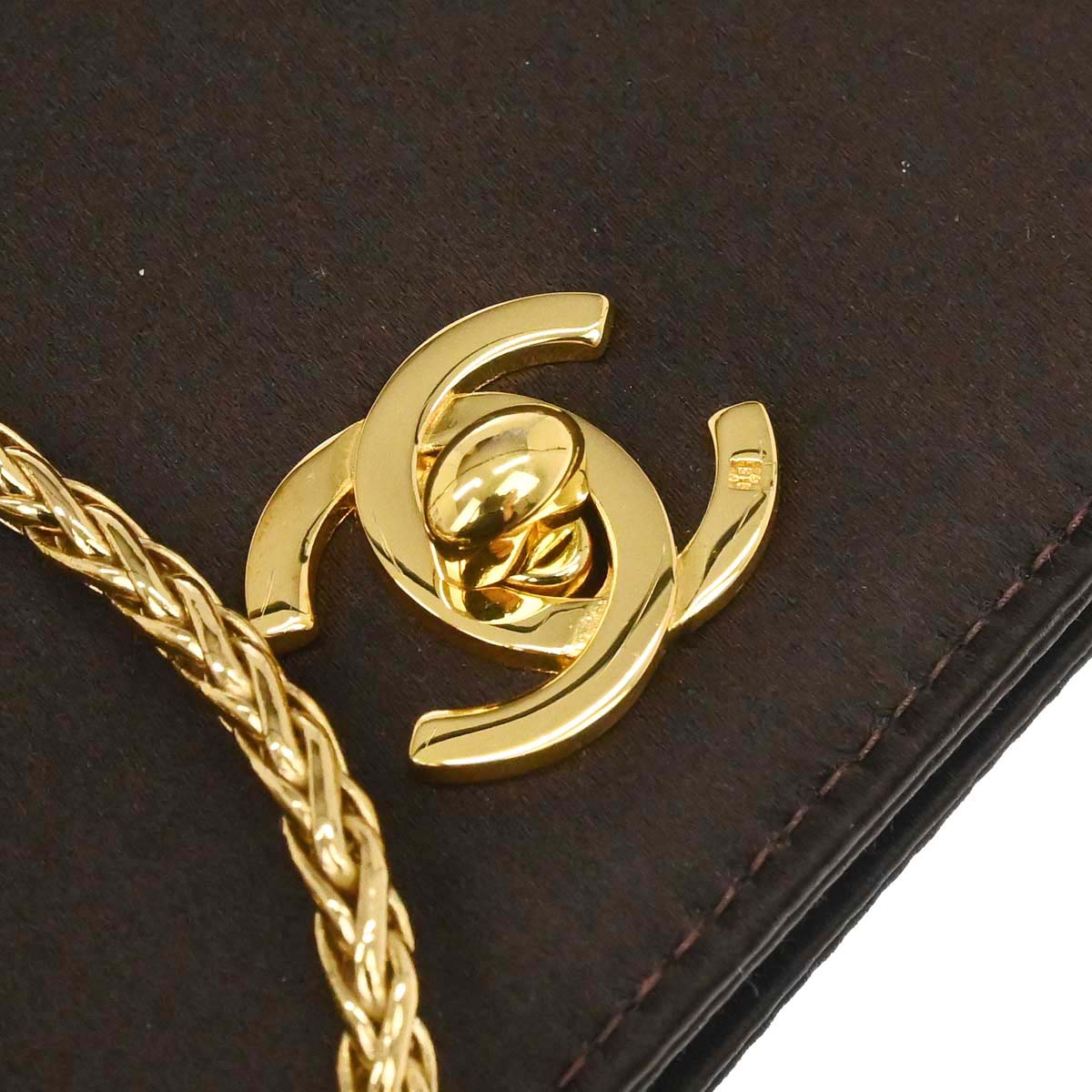 Chanel 1997-1999 Brown Satin Chain Shoulder Bag
