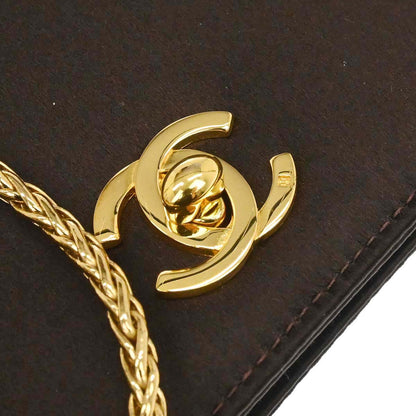 Chanel 1997-1999 Brown Satin Chain Shoulder Bag