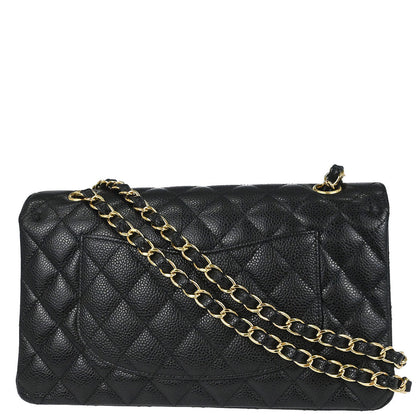 Chanel 2019 Black Caviar Skin Medium Classic Double Flap Shoulder Bag