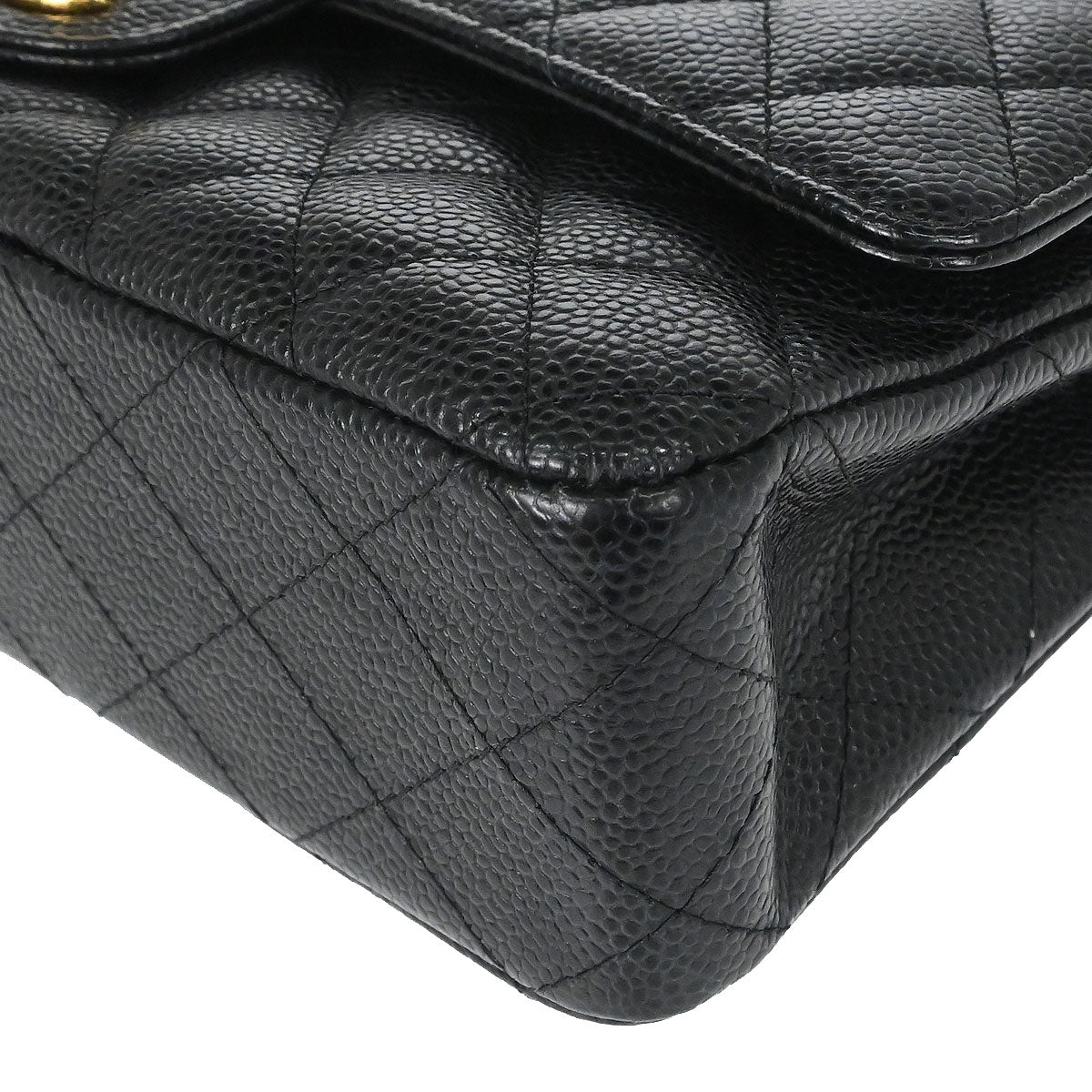 Chanel 2019 Black Caviar Skin Medium Classic Double Flap Shoulder Bag