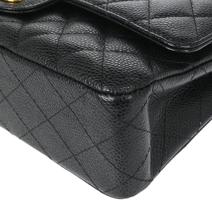 Chanel 2019 Black Caviar Skin Medium Classic Double Flap Shoulder Bag