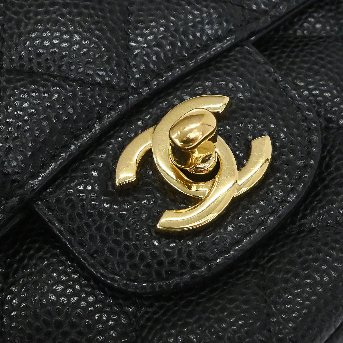 Chanel 2019 Black Caviar Skin Medium Classic Double Flap Shoulder Bag