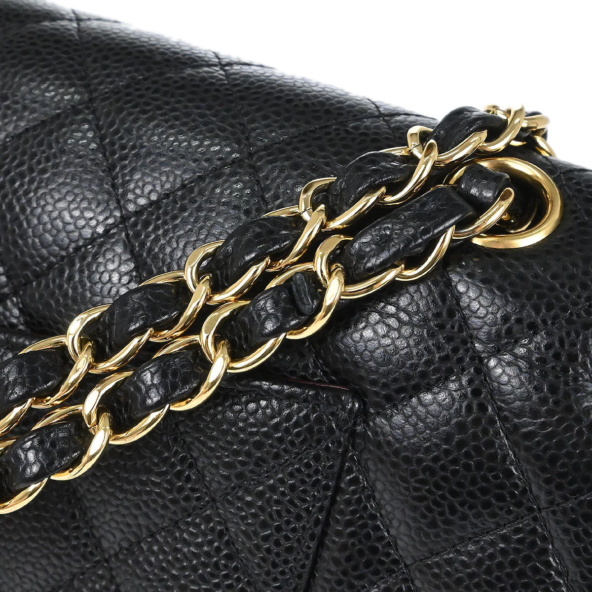 Chanel 2019 Black Caviar Skin Medium Classic Double Flap Shoulder Bag