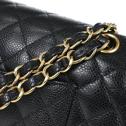 Chanel 2019 Black Caviar Skin Medium Classic Double Flap Shoulder Bag