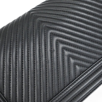 Boy Chanel 2014 Black Lambskin Chevron Medium Shoulder Bag