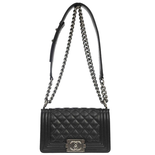 Boy Chanel Black Caviar Skin Small Chain Shoulder Bag