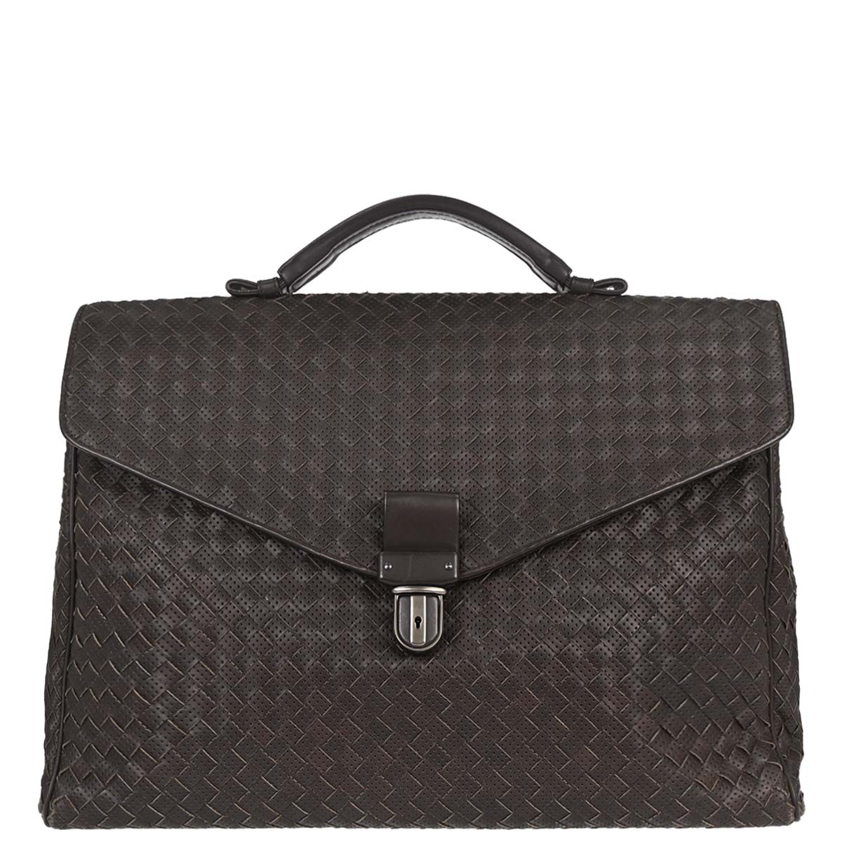 Bottega Veneta Brown Calfskin Intrecciato Briefcase Handbag
