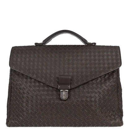 Bottega Veneta Brown Calfskin Intrecciato Briefcase Handbag