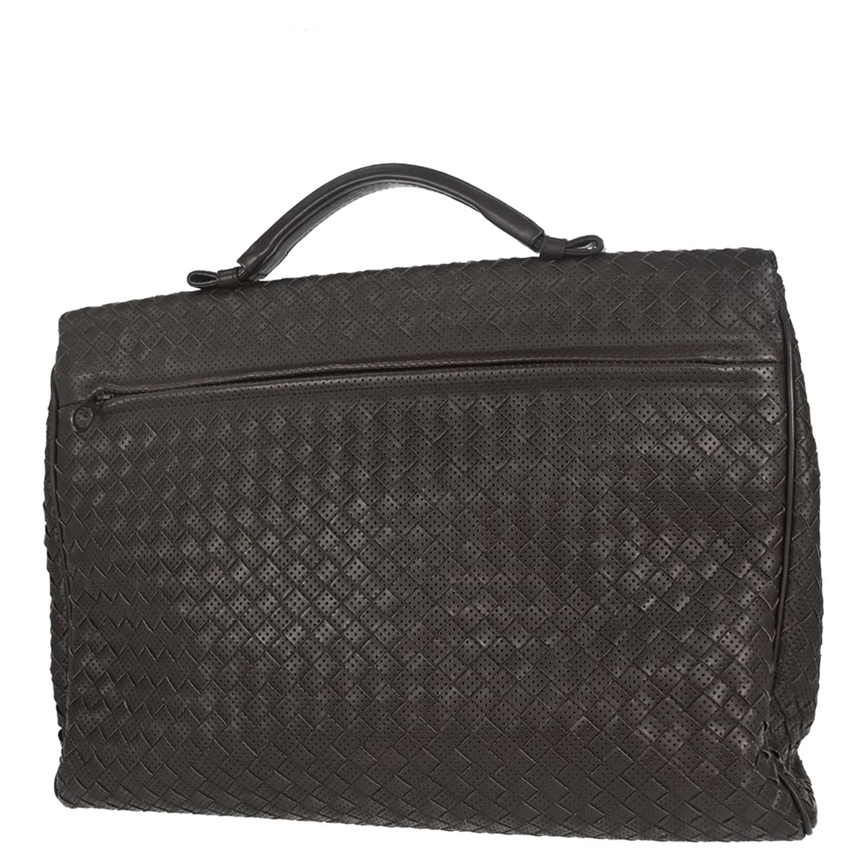 Bottega Veneta Brown Calfskin Intrecciato Briefcase Handbag