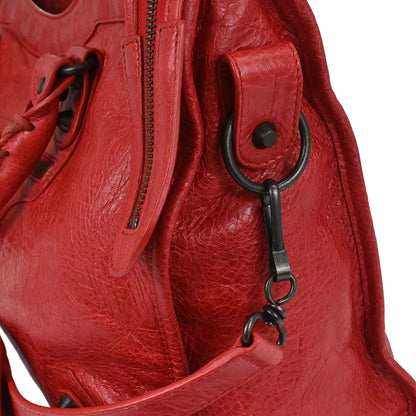 Balenciaga Red Lambskin City Medium 2way Shoulder Handbag