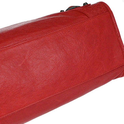 Balenciaga Red Lambskin City Medium 2way Shoulder Handbag