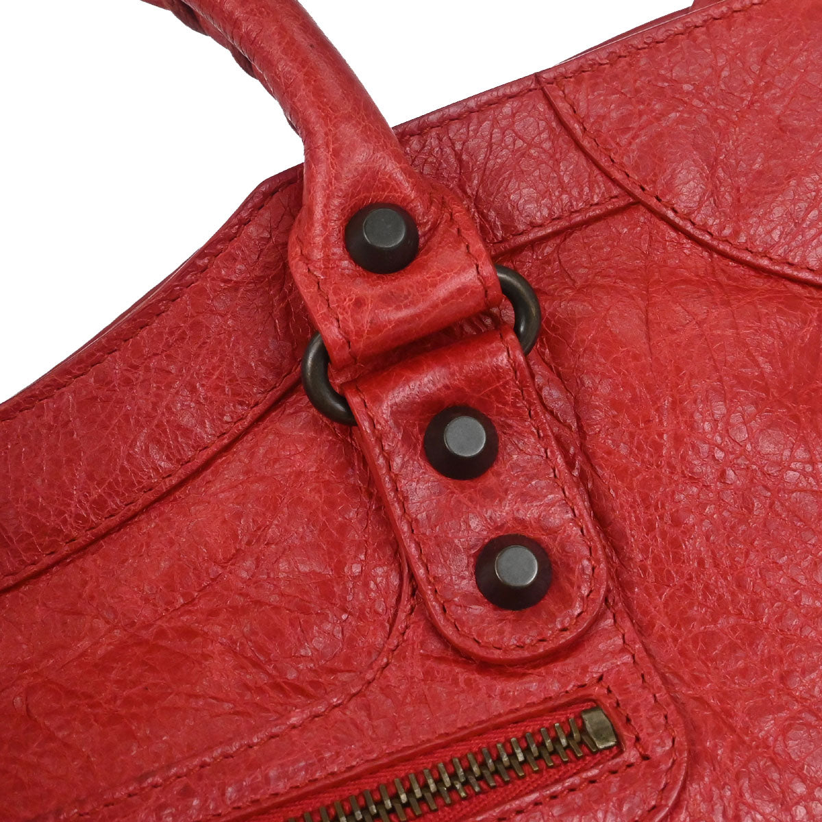 Balenciaga Red Lambskin City Medium 2way Shoulder Handbag