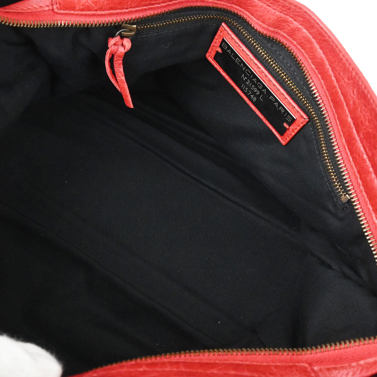 Balenciaga Red Lambskin City Medium 2way Shoulder Handbag