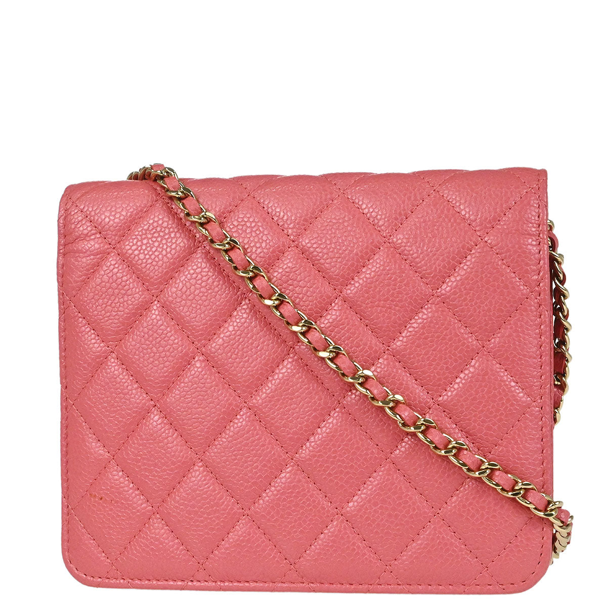 Chanel 2018 Pink Caviar Skin WOC Wallet on Chain Shoulder Bag