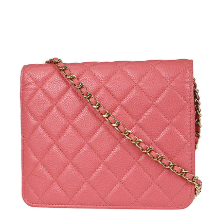 Chanel 2018 Pink Caviar Skin WOC Wallet on Chain Shoulder Bag
