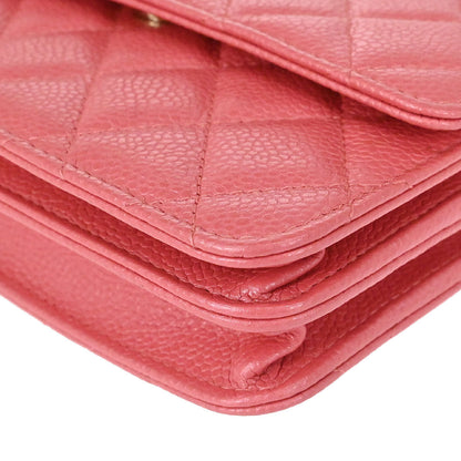 Chanel 2018 Pink Caviar Skin WOC Wallet on Chain Shoulder Bag