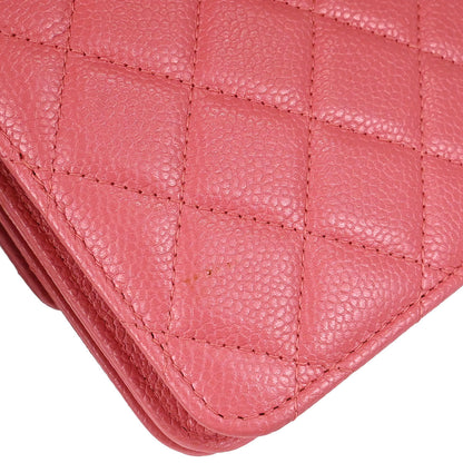 Chanel 2018 Pink Caviar Skin WOC Wallet on Chain Shoulder Bag
