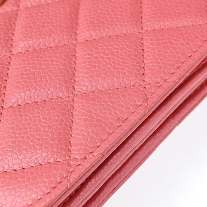 Chanel 2018 Pink Caviar Skin WOC Wallet on Chain Shoulder Bag