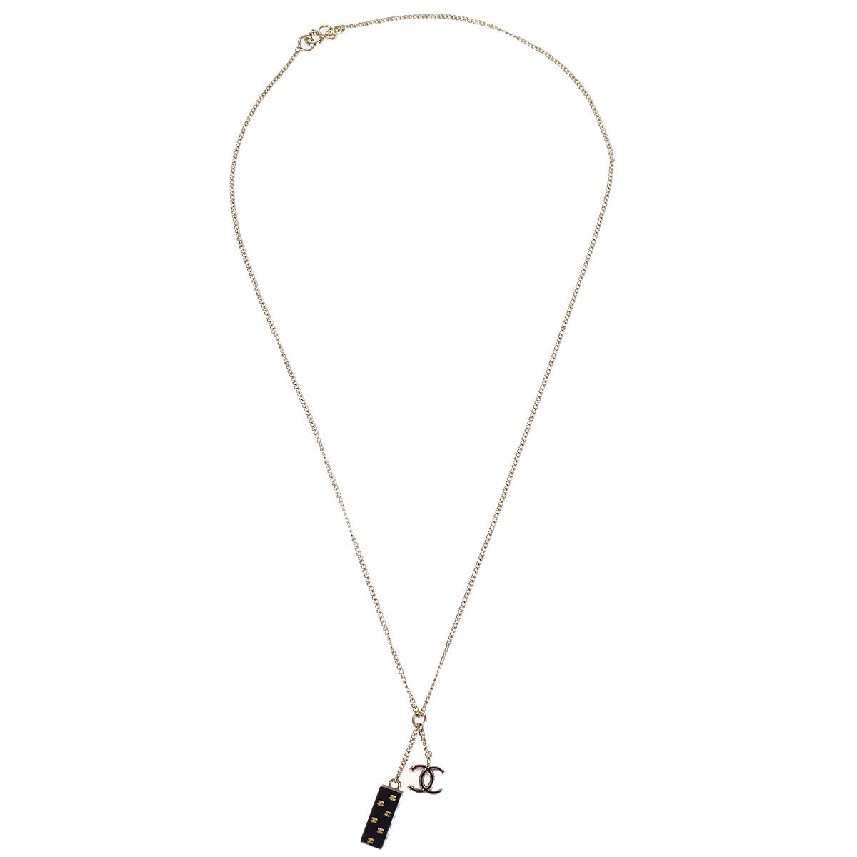 Chanel Gold Eiffel Tower CC Pendant Necklace 05C